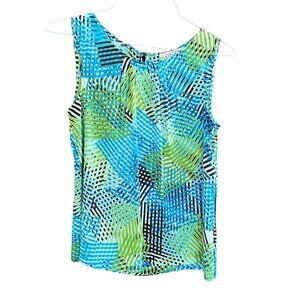 Kasper Sleeveless Keyhole Button Closure Top, Size S